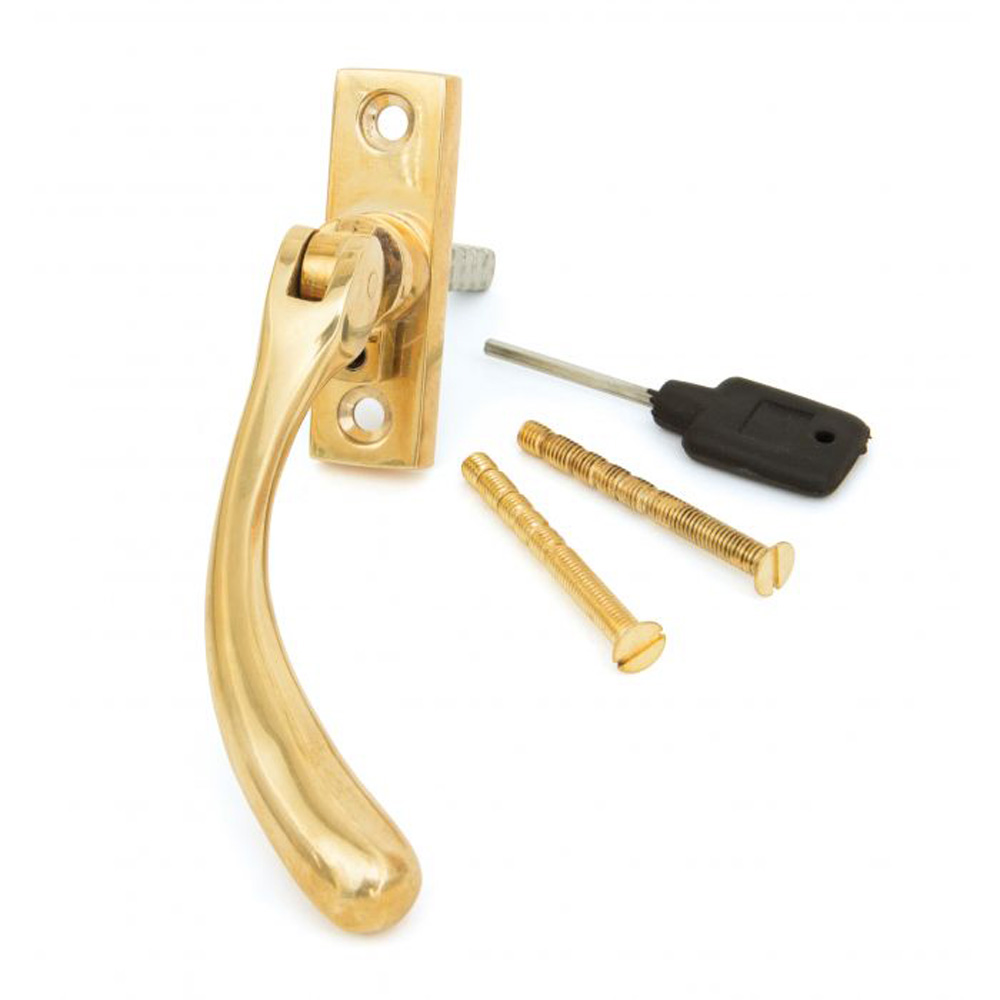 From the Anvil Slim Peardrop Espag Window Handle - Polished Brass (Right Hand)